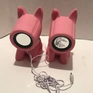 FAB Starpoint Piggy Speakers AUX Audio Hookup 2 Speakers Pink Used